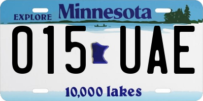 MN license plate 015UAE