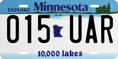 MN license plate 015UAR