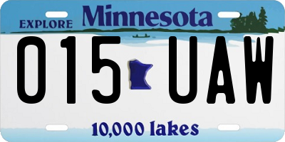 MN license plate 015UAW
