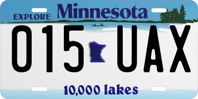 MN license plate 015UAX