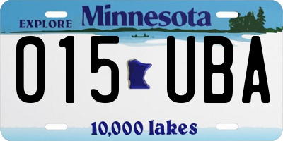 MN license plate 015UBA