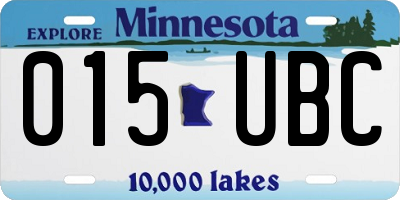 MN license plate 015UBC