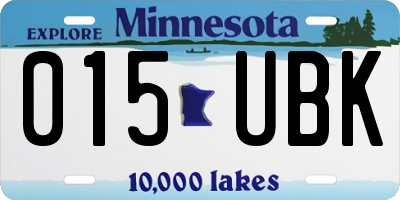 MN license plate 015UBK