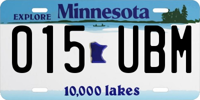 MN license plate 015UBM