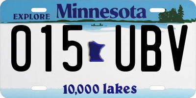 MN license plate 015UBV