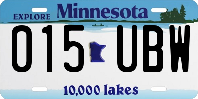 MN license plate 015UBW