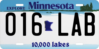 MN license plate 016LAB