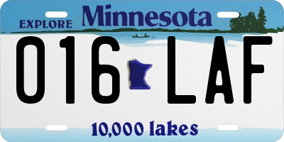 MN license plate 016LAF