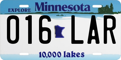 MN license plate 016LAR