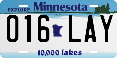 MN license plate 016LAY