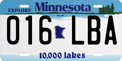 MN license plate 016LBA