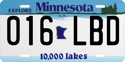 MN license plate 016LBD