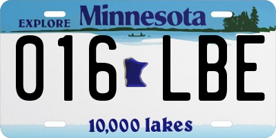 MN license plate 016LBE
