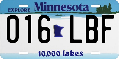 MN license plate 016LBF