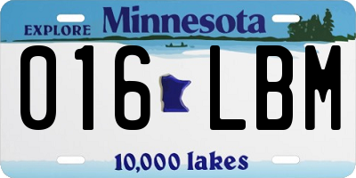 MN license plate 016LBM