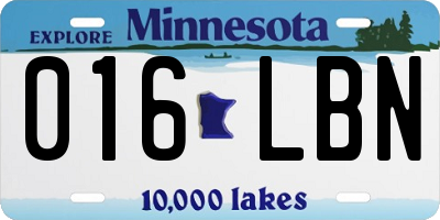 MN license plate 016LBN