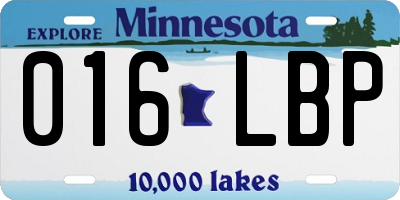 MN license plate 016LBP