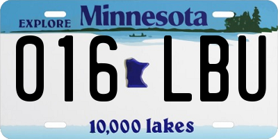 MN license plate 016LBU