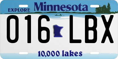 MN license plate 016LBX