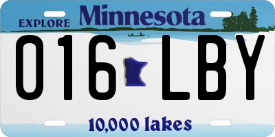MN license plate 016LBY