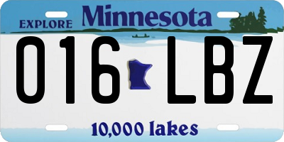 MN license plate 016LBZ