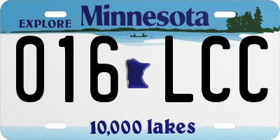 MN license plate 016LCC
