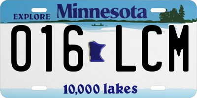 MN license plate 016LCM