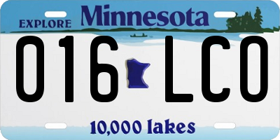MN license plate 016LCO
