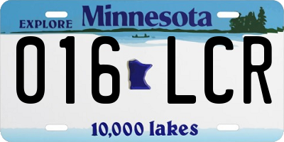 MN license plate 016LCR