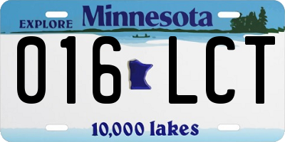MN license plate 016LCT