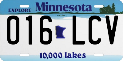 MN license plate 016LCV