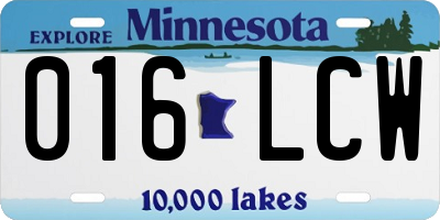 MN license plate 016LCW