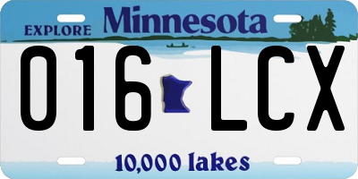 MN license plate 016LCX