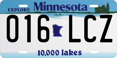 MN license plate 016LCZ