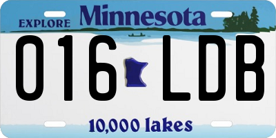 MN license plate 016LDB