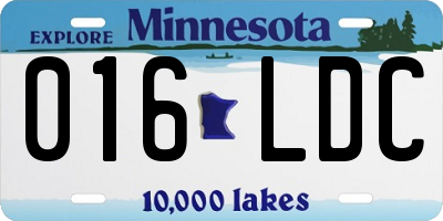 MN license plate 016LDC
