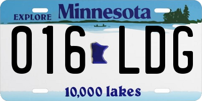 MN license plate 016LDG