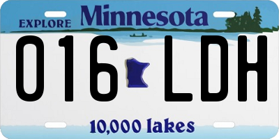 MN license plate 016LDH