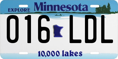 MN license plate 016LDL