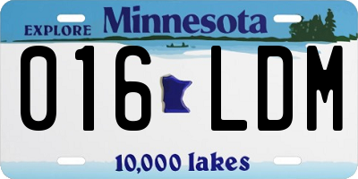MN license plate 016LDM