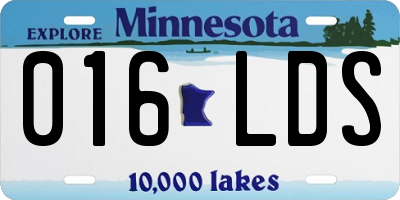 MN license plate 016LDS