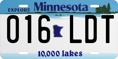MN license plate 016LDT