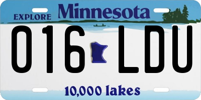 MN license plate 016LDU