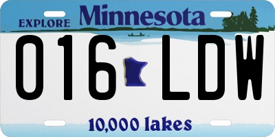 MN license plate 016LDW