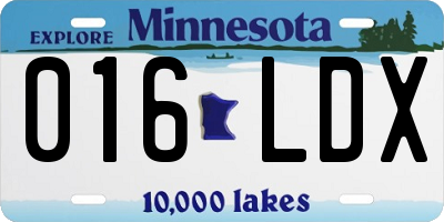 MN license plate 016LDX