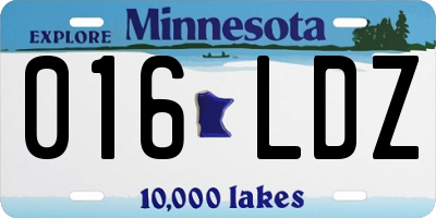 MN license plate 016LDZ