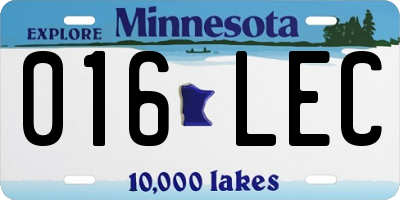 MN license plate 016LEC