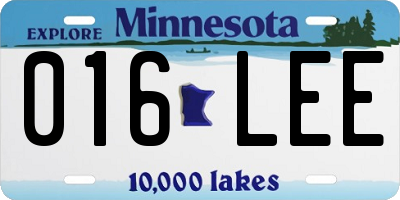 MN license plate 016LEE