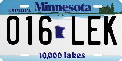 MN license plate 016LEK