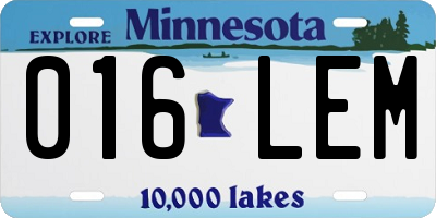 MN license plate 016LEM